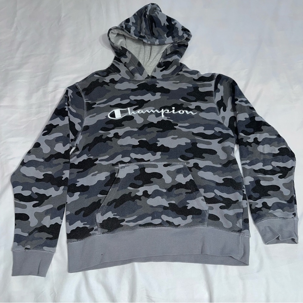 Champion Big Boys Gray Camo Hoodie Sweater